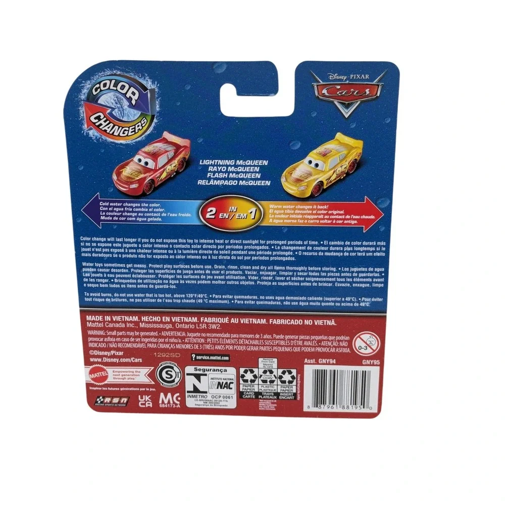 Disney Pixar Cars 2 in 1 Color Changers Lightning McQueen Changes with Water Toy